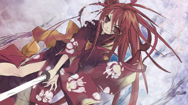 anime girl with sword in action