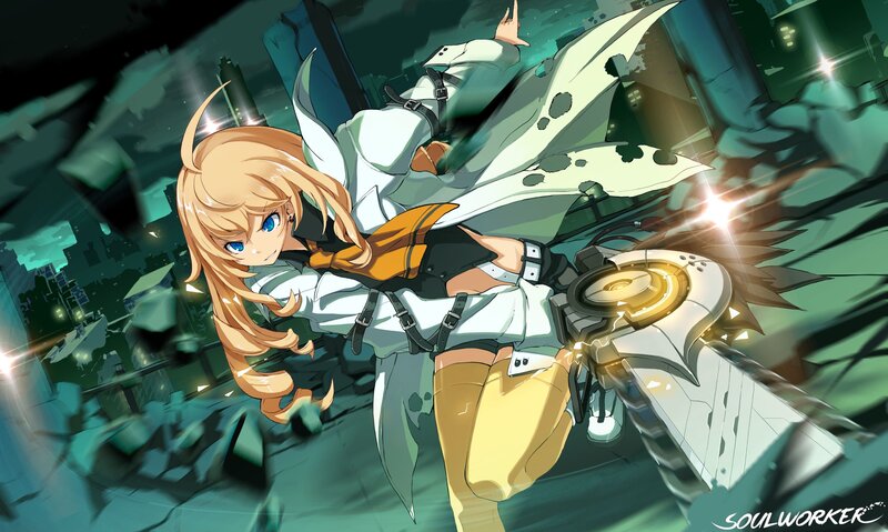 anime girl with sword in battle