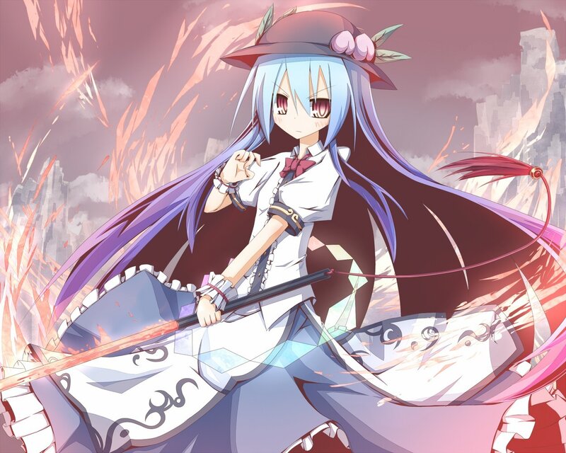 Anime girl with sword in battle