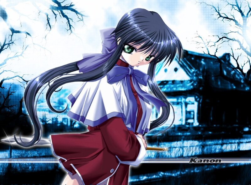 Anime girl with sword in dark setting