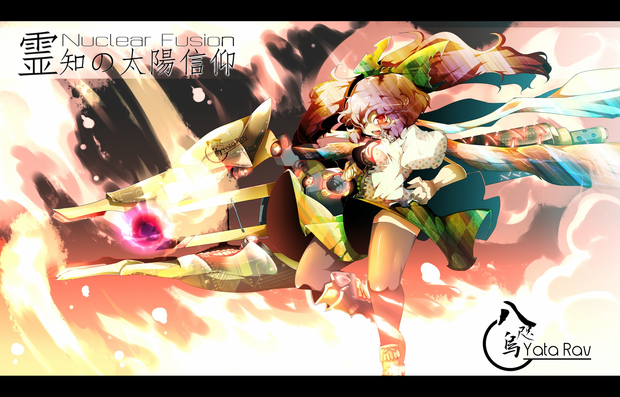 Anime girl with sword in explosion
