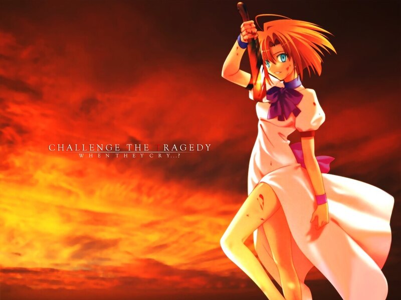 anime girl with sword in fire