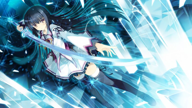 anime girl with sword in ice