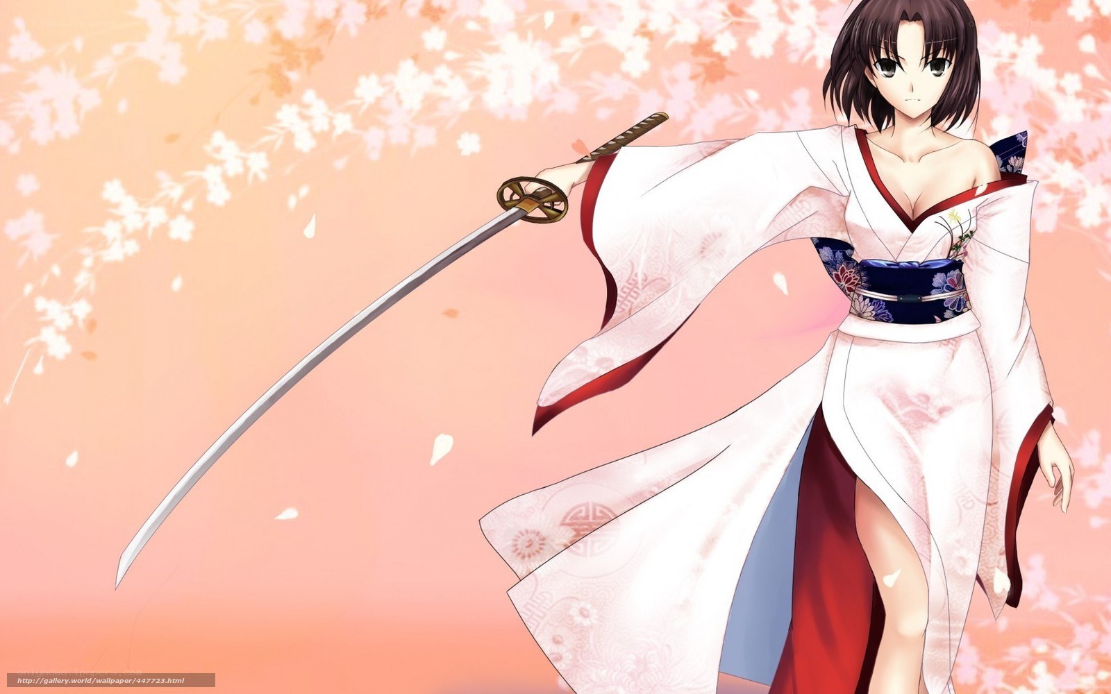anime girl with sword in kimono