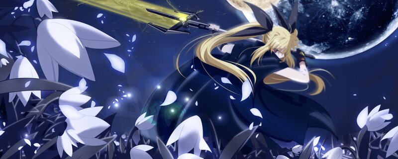Anime girl with sword in moonlight