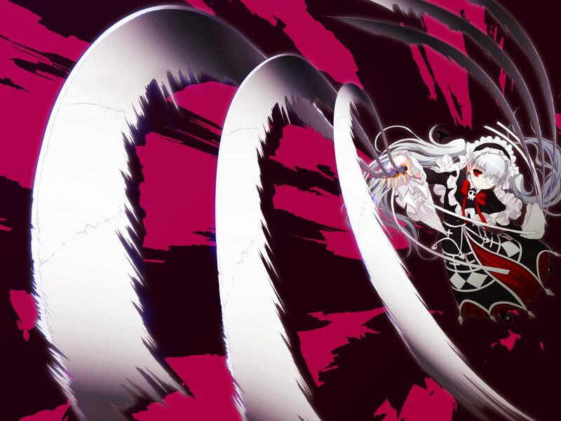 anime girl with sword in motion