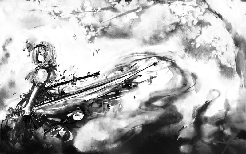 Anime girl with sword in motion
