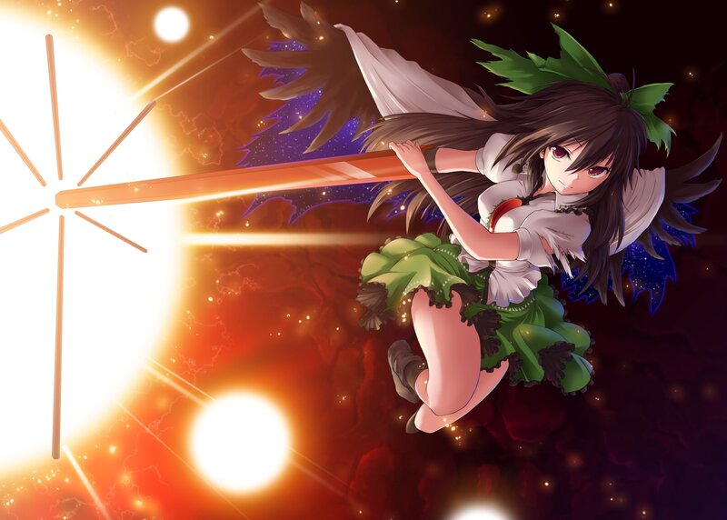 Anime girl with sword in space