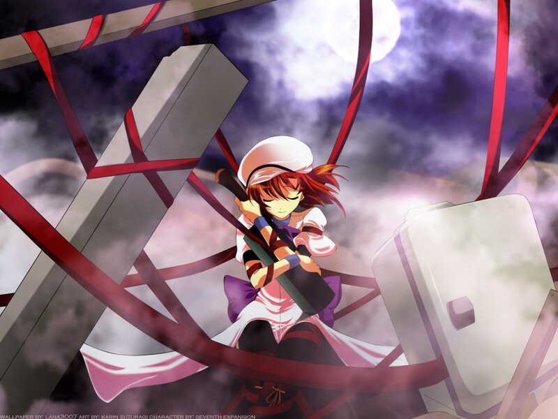 Anime girl with sword in storm