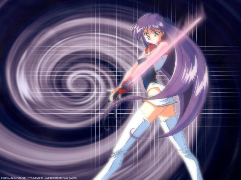 Anime girl with sword in vortex