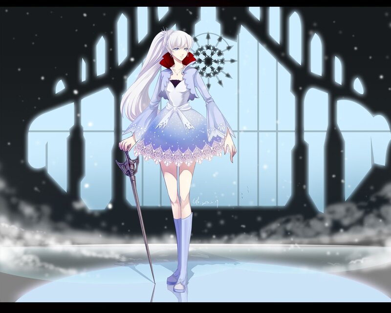 anime girl with sword in winter