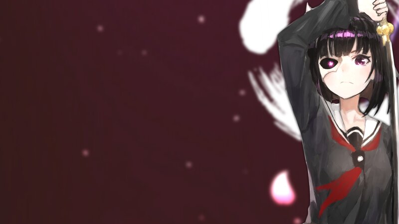 Anime Girl with Sword — Maroon, Dramatic