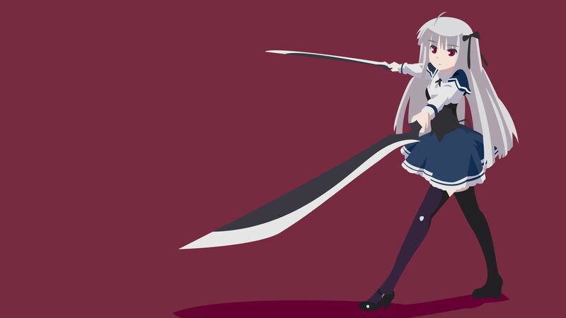 Anime Girl with Sword — Maroon