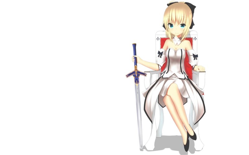 anime girl with sword on throne