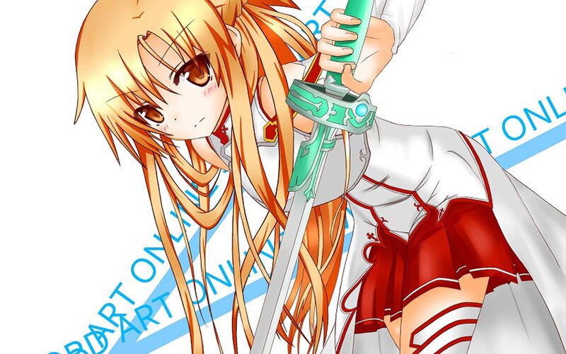 Anime Girl with Sword — Orange, Determined