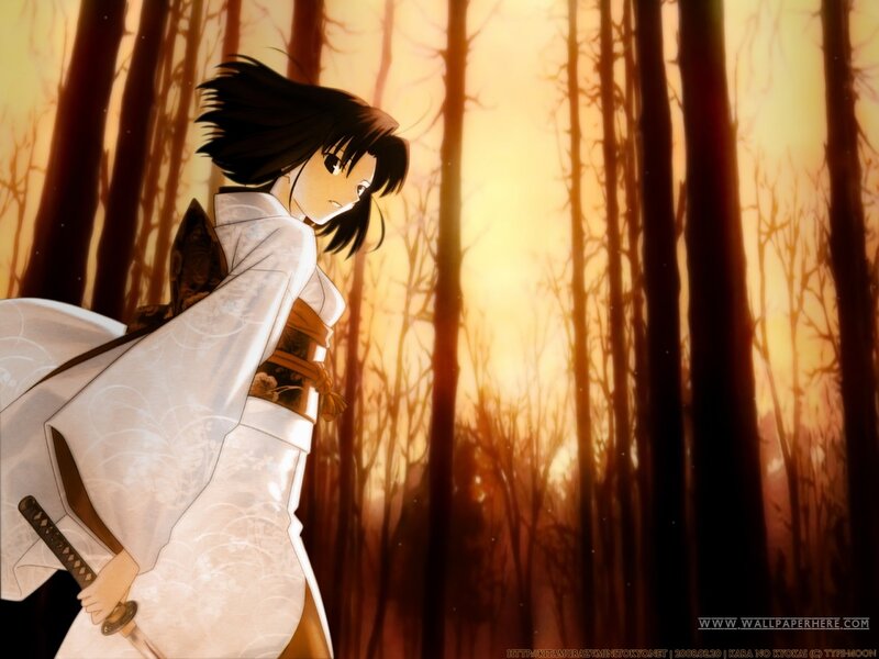 Anime Girl with Sword — Orange, Dramatic, Sunset, Forest