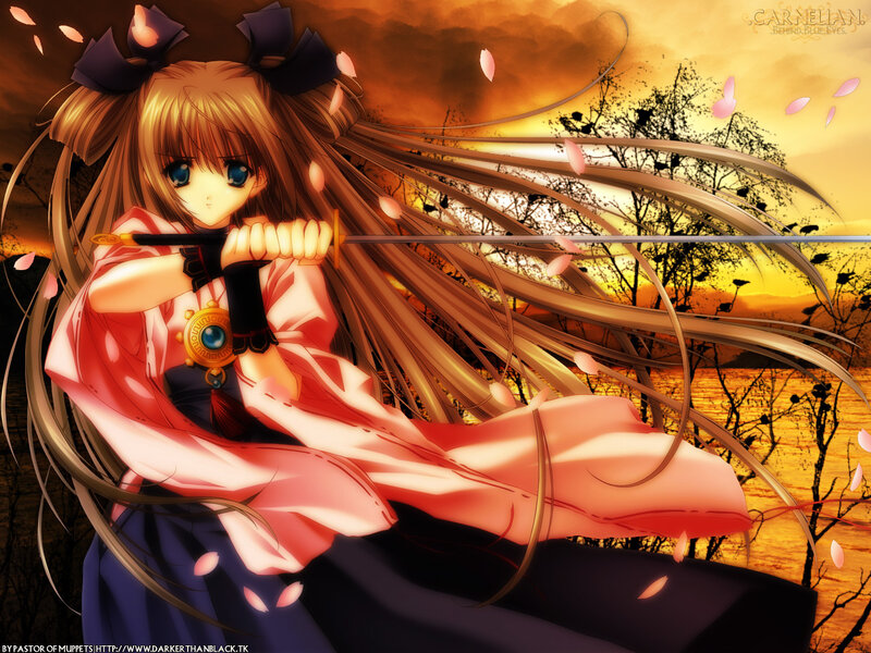 Anime Girl with Sword — Orange