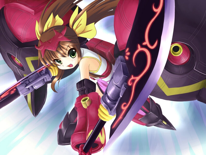 Anime Girl with Sword — Pink, Action