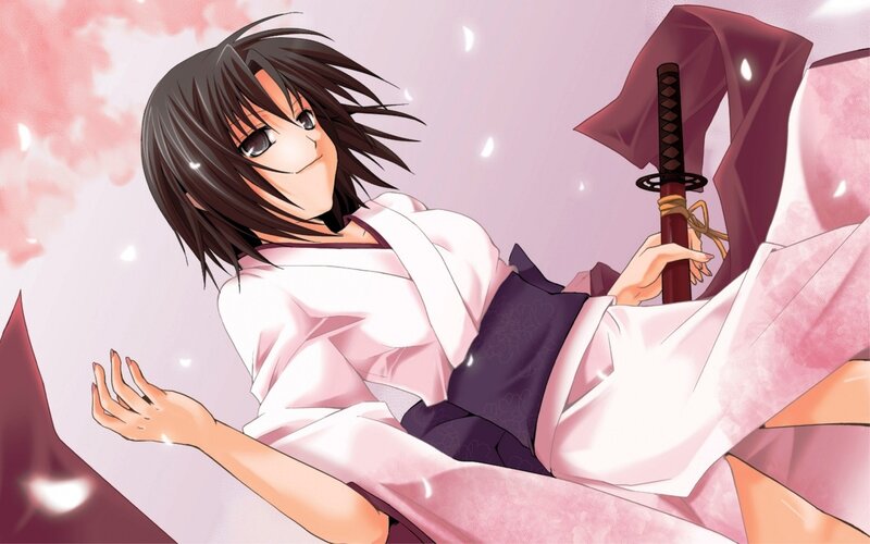 Anime Girl with Sword — Pink, Calm, Spring