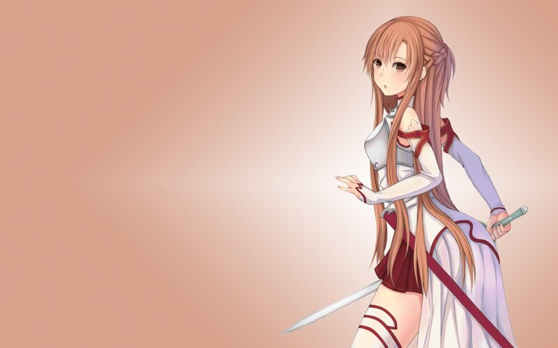 Anime Girl with Sword — Pink, Calm