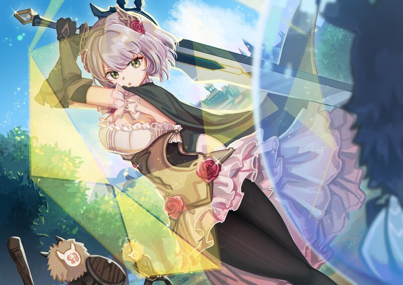 Anime Girl with Sword — Pink, Dramatic, Afternoon