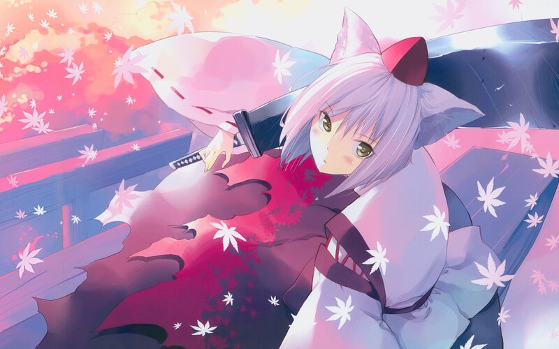 Anime Girl with Sword — Pink, Dramatic, Autumn