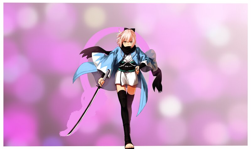 Anime Girl with Sword — Pink, Dramatic, Cloak