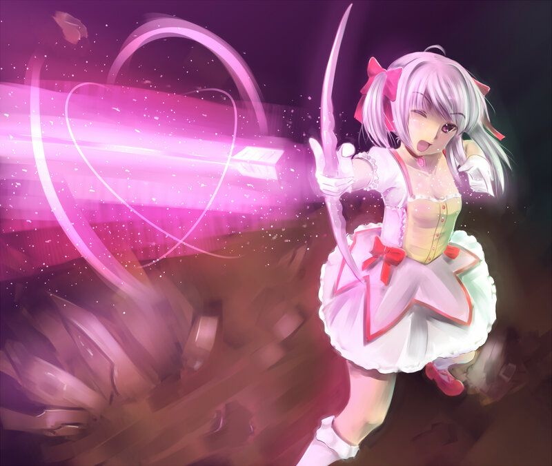 Anime Girl with Sword — Pink, Dramatic, Night, Digital Art