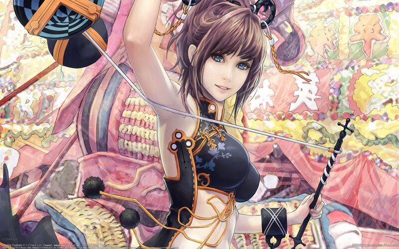 Anime Girl with Sword — Pink, Dramatic