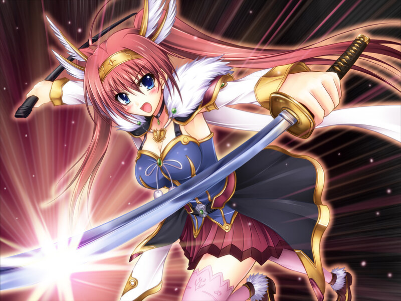 Anime Girl with Sword — Pink, Dramatic, Wings
