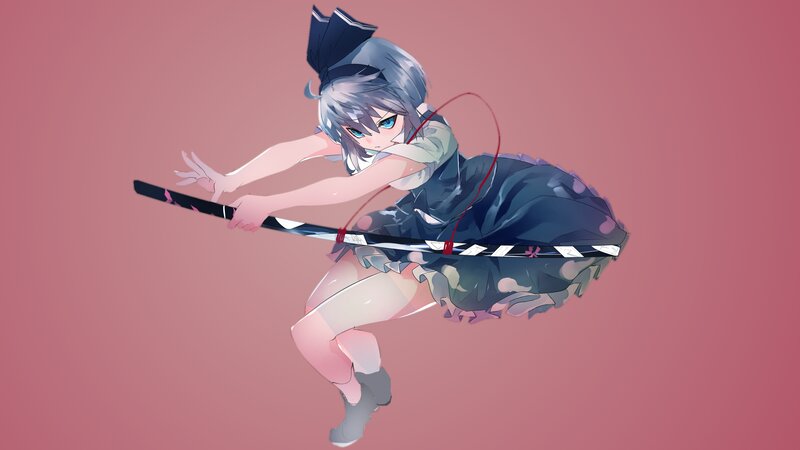 Anime Girl with Sword — Pink, Dynamic, Digital Art, Dress