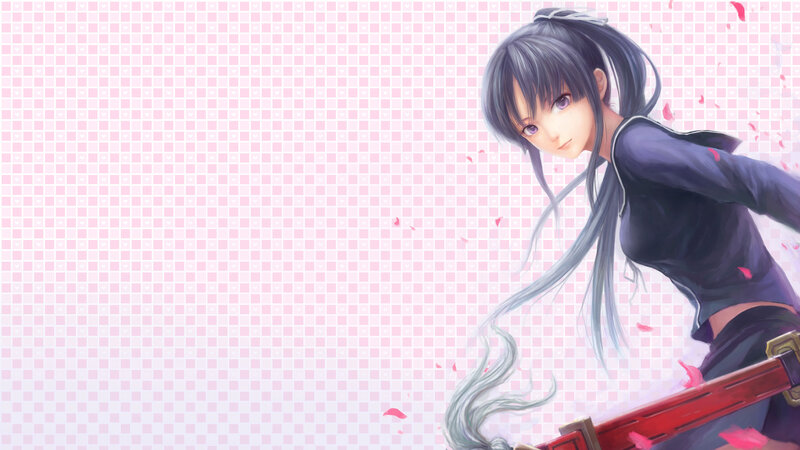 Anime Girl with Sword — Pink, Dynamic, Petals