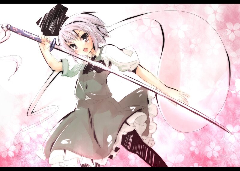 Anime Girl with Sword — Pink, Dynamic, Spring, Skirt