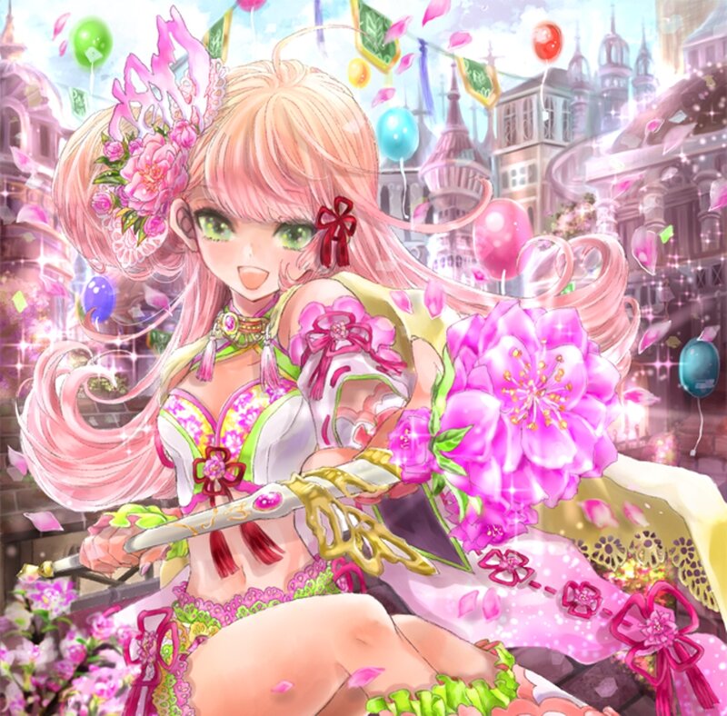 Anime Girl with Sword — Pink, Festive