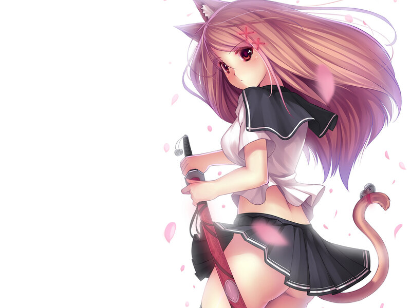 Anime Girl with Sword — Pink, Playful, Spring