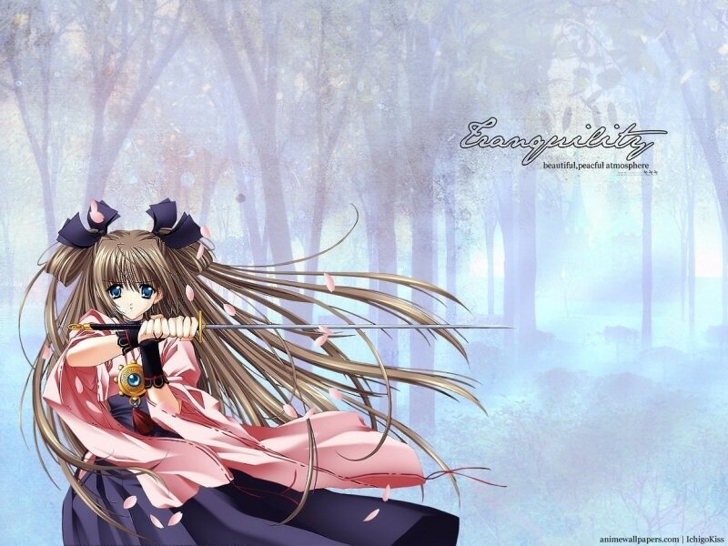 Anime Girl with Sword — Pink, Tranquil