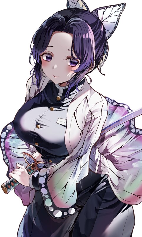 Anime Girl with Sword — Purple, Calm, Butterfly Wings