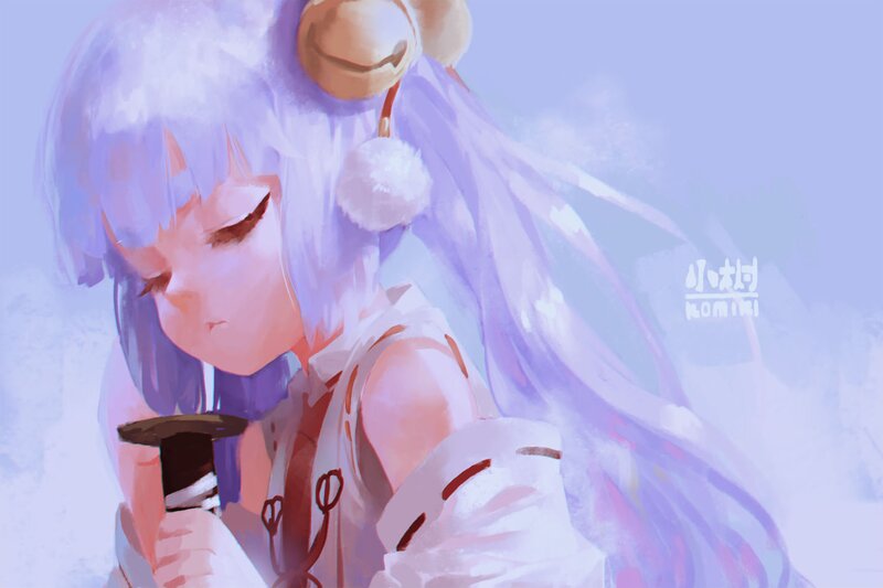Anime Girl with Sword — Purple, Calm, Digital Art, Bell