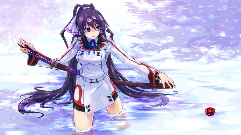 Anime Girl with Sword — Purple, Calm, Digital Art, Rose
