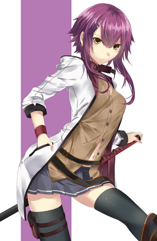 Anime Girl with Sword — Purple, Confident, Skirt