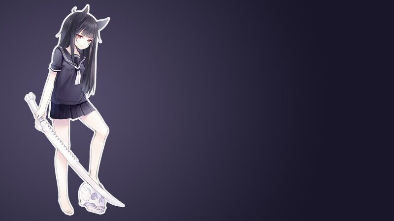 Anime Girl with Sword — Purple, Dark