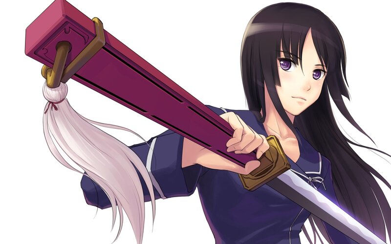 Anime Girl with Sword — Purple, Determined, Tassel
