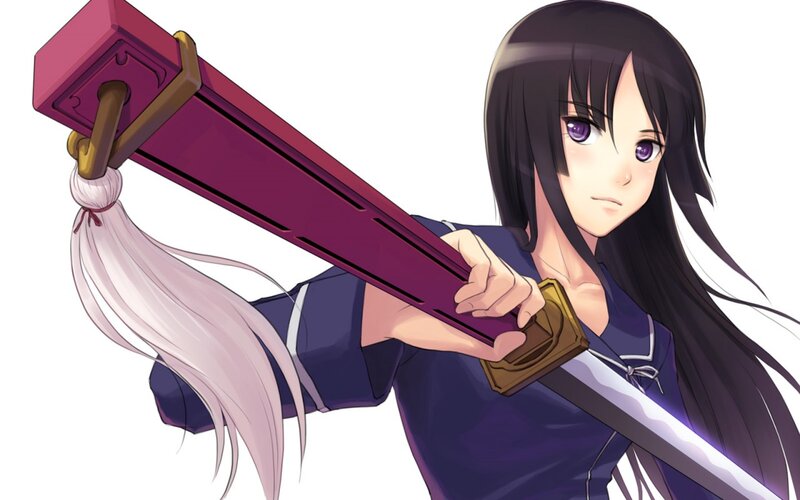Anime Girl with Sword — Purple, Determined