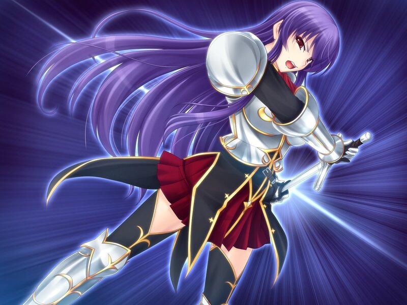 Anime Girl with Sword — Purple, Dramatic, Armor