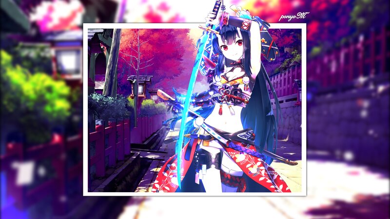Anime Girl with Sword — Purple, Dramatic, Autumn