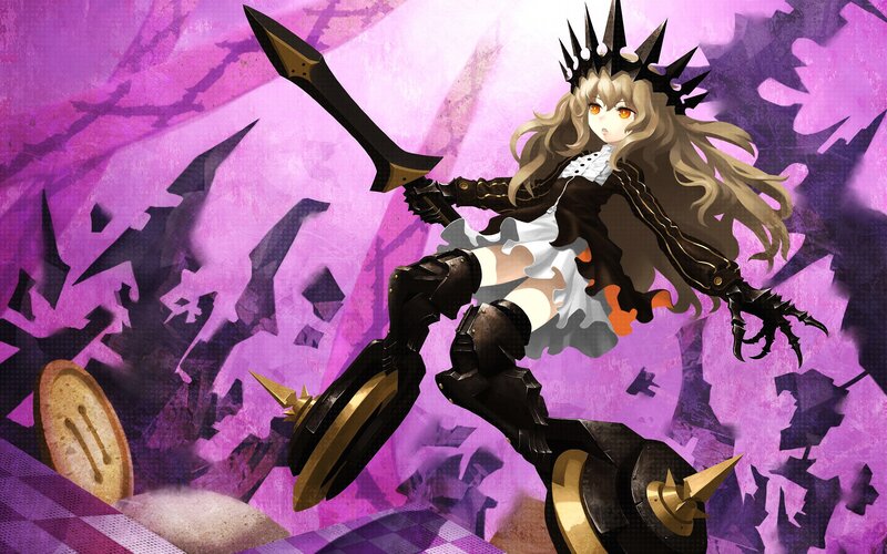 Anime Girl with Sword — Purple, Dramatic, Digital Art, Crown