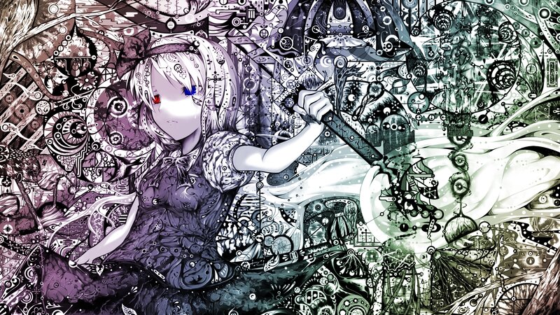 Anime Girl with Sword — Purple, Dramatic, Digital Art, Eyes