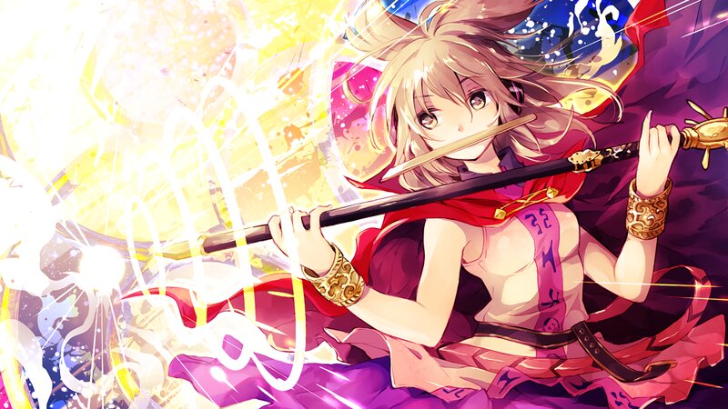 Anime Girl with Sword — Purple, Dramatic, Digital Art, Magic, Cape