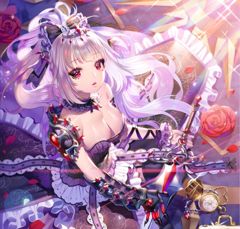 Anime Girl with Sword — Purple, Dramatic, Digital Art, Rose