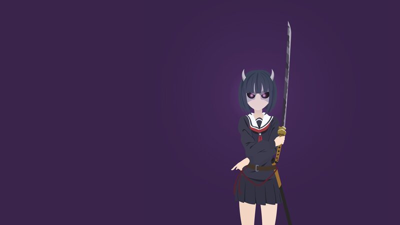Anime Girl with Sword — Purple, Dramatic, Digital Art, School Uniform